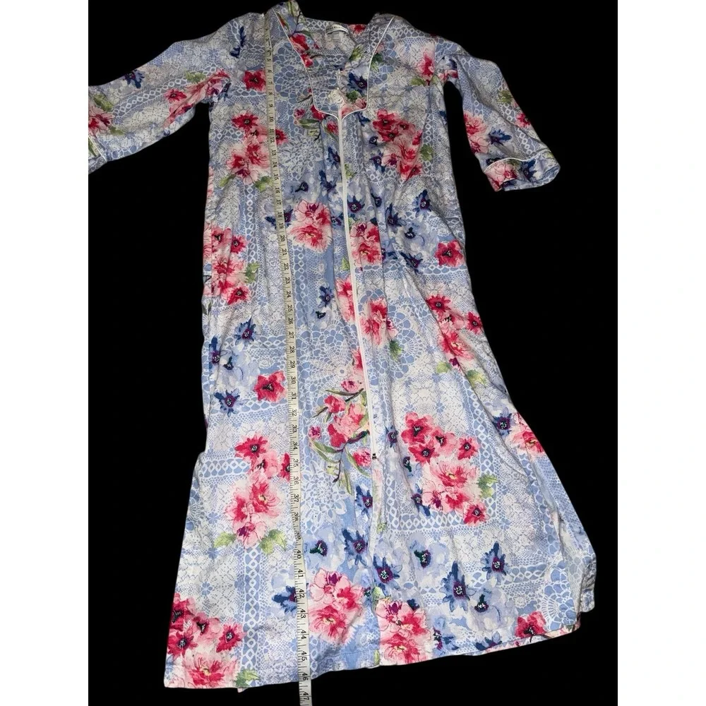 Vintage Floral Cotton Nightgown House Coat Dress‎ Miss Elaine Small Nursing Home